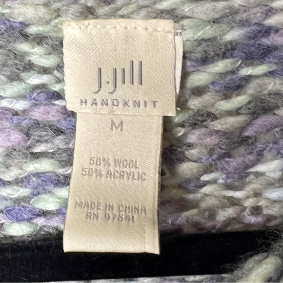 J.Jill Sweater Size Medium Wool Blend Handknit Multi-Color Chunky Knit - Picture 6 of 9
